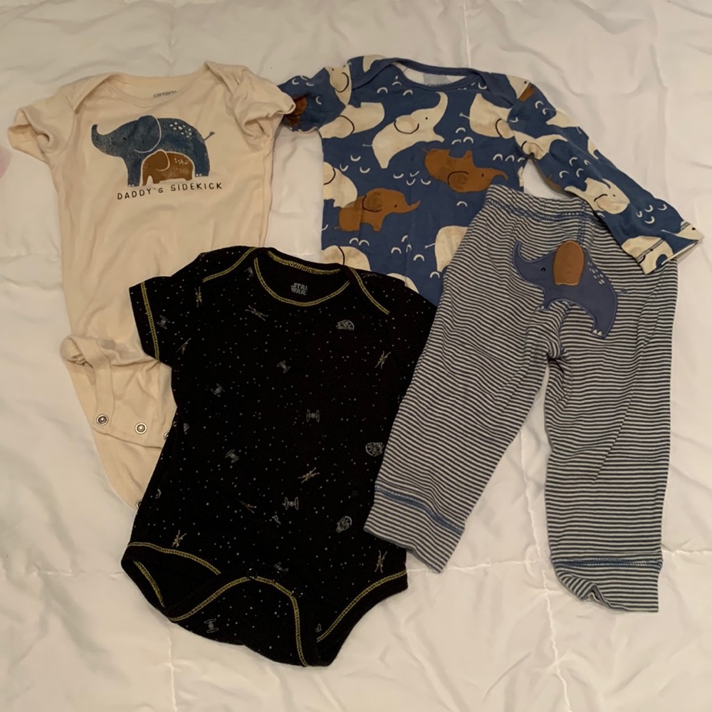 Carter’s 9mo Elephant and Starwars Baby Lot